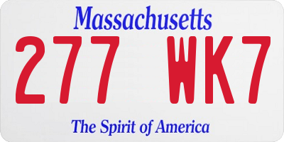 MA license plate 277WK7