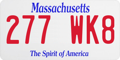 MA license plate 277WK8