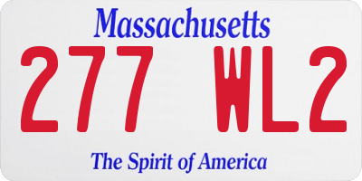 MA license plate 277WL2