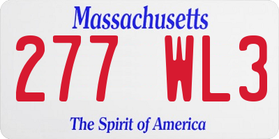 MA license plate 277WL3