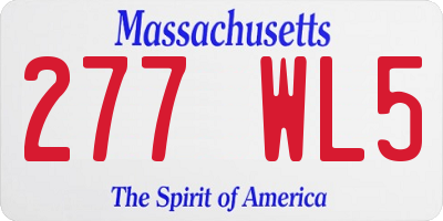MA license plate 277WL5