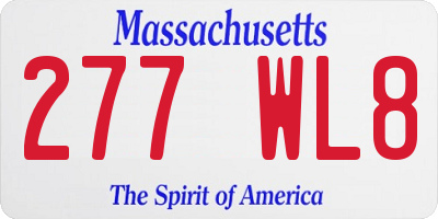 MA license plate 277WL8