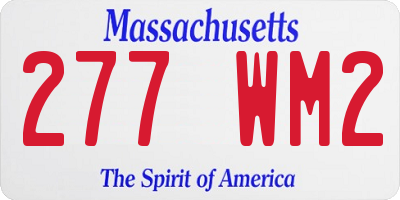 MA license plate 277WM2