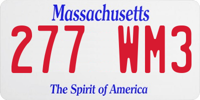 MA license plate 277WM3