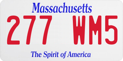 MA license plate 277WM5