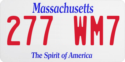 MA license plate 277WM7