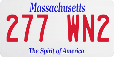 MA license plate 277WN2