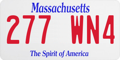 MA license plate 277WN4