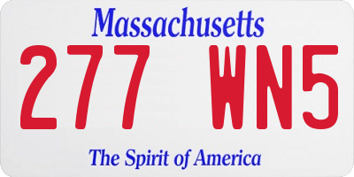 MA license plate 277WN5