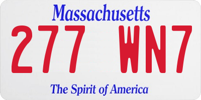 MA license plate 277WN7