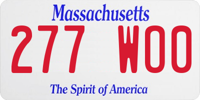 MA license plate 277WO0