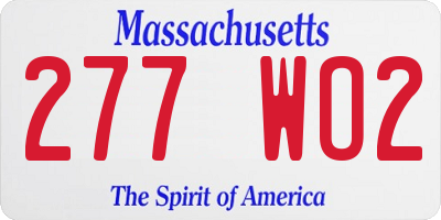 MA license plate 277WO2