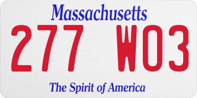 MA license plate 277WO3