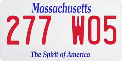 MA license plate 277WO5