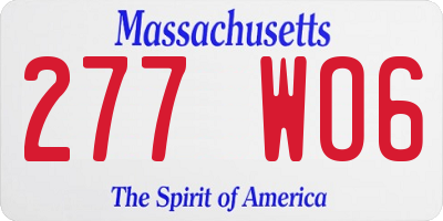 MA license plate 277WO6