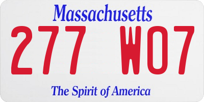 MA license plate 277WO7