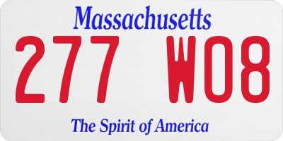 MA license plate 277WO8