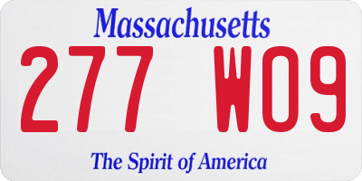 MA license plate 277WO9