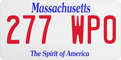 MA license plate 277WP0