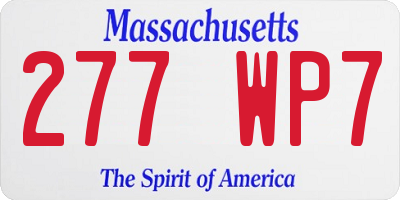 MA license plate 277WP7