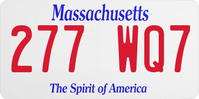 MA license plate 277WQ7