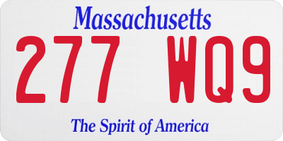 MA license plate 277WQ9
