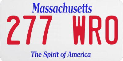MA license plate 277WR0