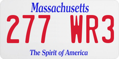 MA license plate 277WR3