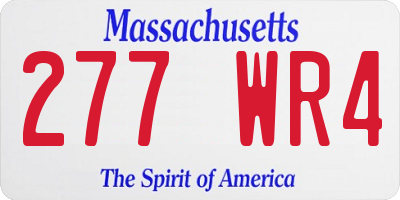 MA license plate 277WR4