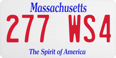 MA license plate 277WS4