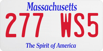 MA license plate 277WS5