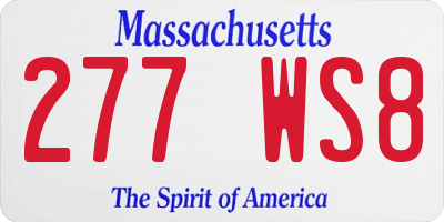 MA license plate 277WS8