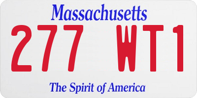 MA license plate 277WT1