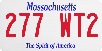 MA license plate 277WT2