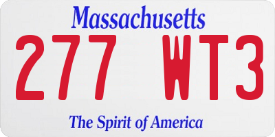 MA license plate 277WT3