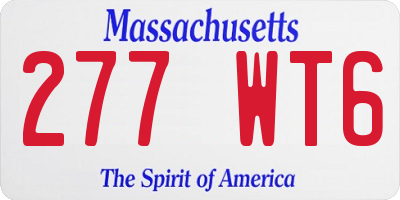 MA license plate 277WT6