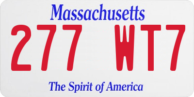 MA license plate 277WT7