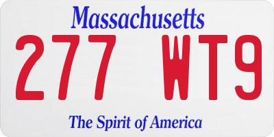 MA license plate 277WT9