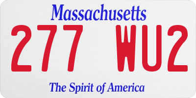 MA license plate 277WU2