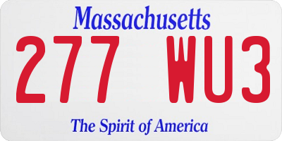 MA license plate 277WU3
