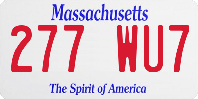 MA license plate 277WU7