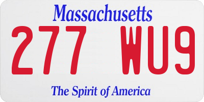 MA license plate 277WU9