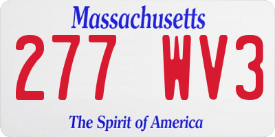 MA license plate 277WV3