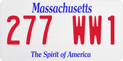 MA license plate 277WW1
