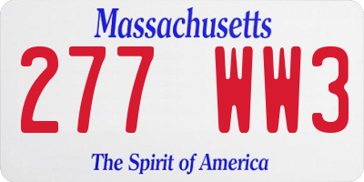 MA license plate 277WW3
