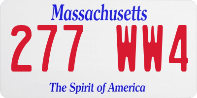 MA license plate 277WW4