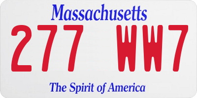 MA license plate 277WW7