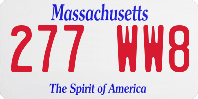 MA license plate 277WW8