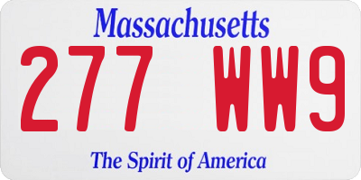 MA license plate 277WW9
