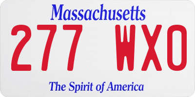 MA license plate 277WX0